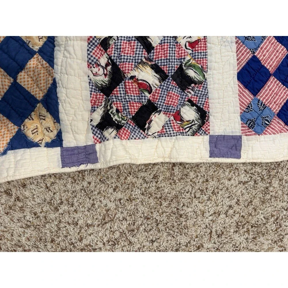 Vintage Thirteen patch scrap quilt 72